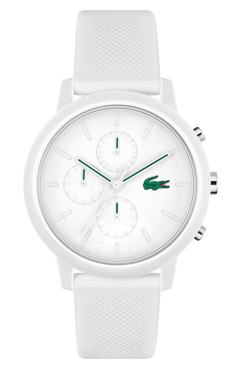 12.12 Chronograph Silicone Strap Watch, 44mm