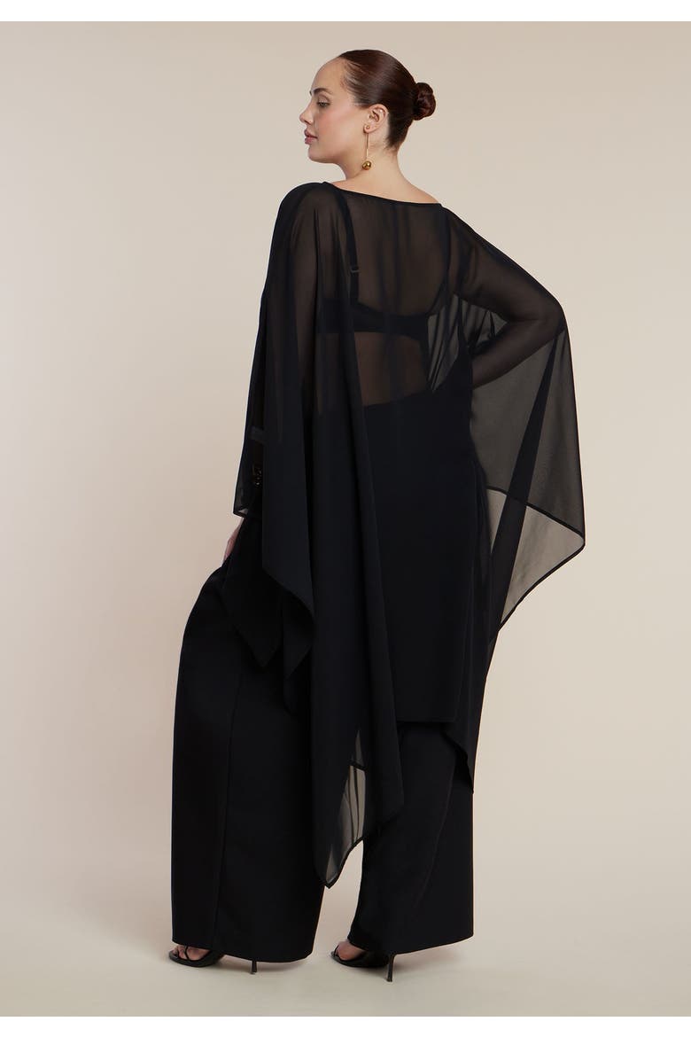 Sheer Dramatic Chiffon Cape, Alternate, color, BLACK ONYX