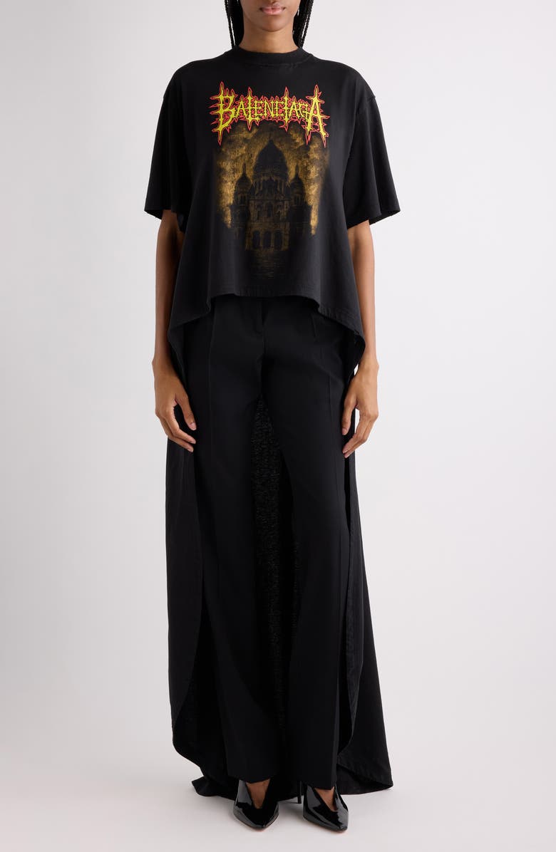 Balenciaga Sacré Couer Graphic T-Shirt with Train, Main, color, 1000 Black