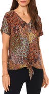 Chaus Paisley Print V-Neck Top