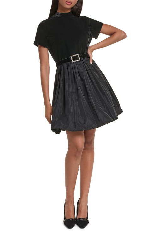 Mixed Media Bubble Hem Dress