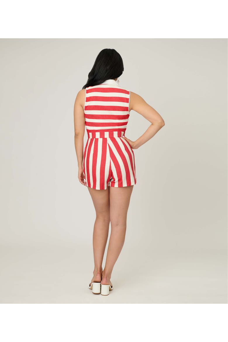 Collared Sleeveless Shelby Romper, Alternate, color, Red & Ivory Stripe