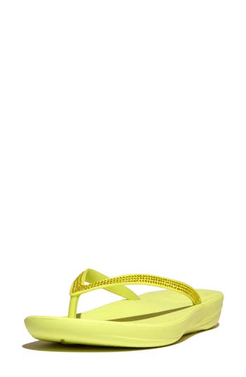 Fitflop Iqushion™ Splash Crystal Flip Flop In Sunny Lime