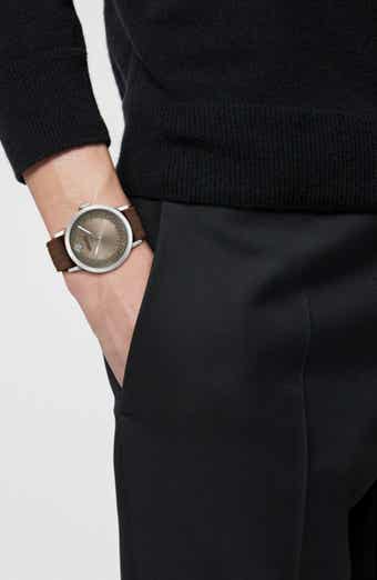 Albireo Sunray Dial Leather Strap Watch, 40mm