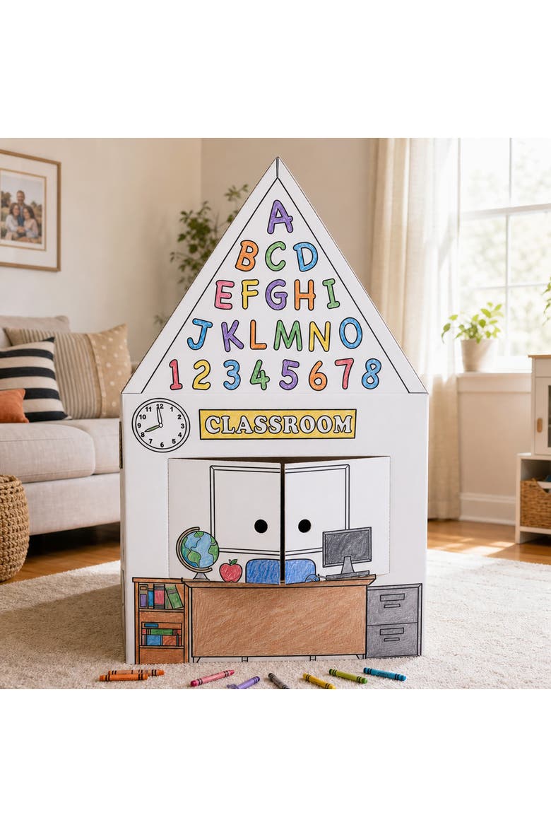 Decorate A Cardboard School Fort DIY Craft, Alternate, color, Multicolored