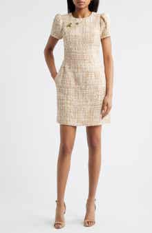 Vince Camuto Pin Detail Bouclé Dress