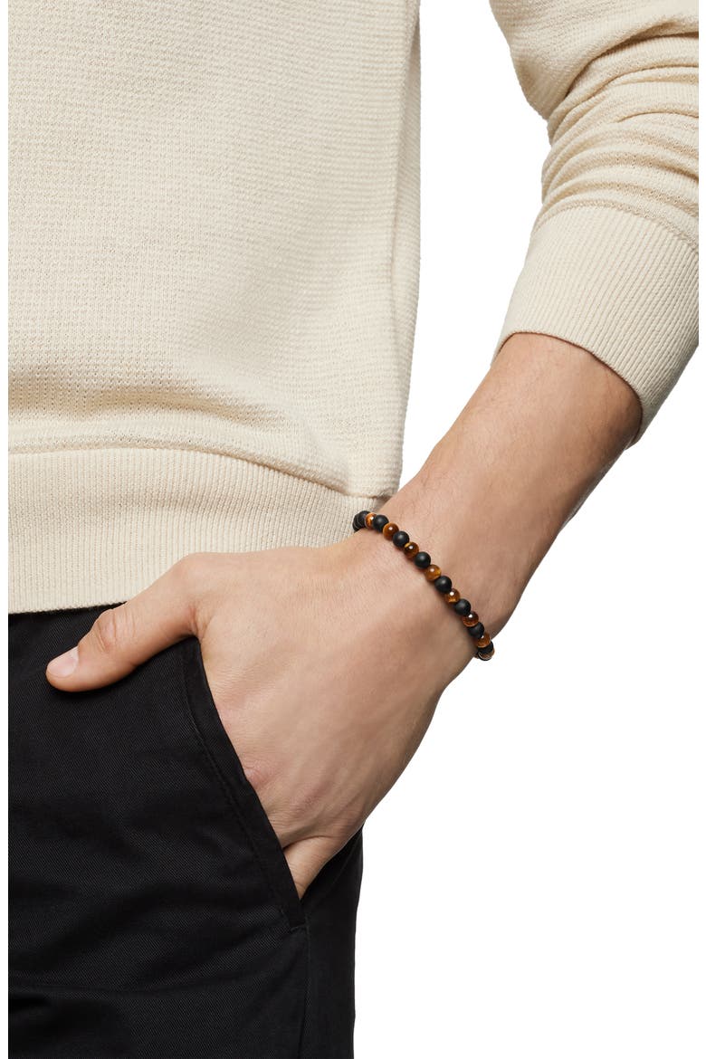 Men's Alternating Stone Beaded Bracelet, Alternate, color, SILVER