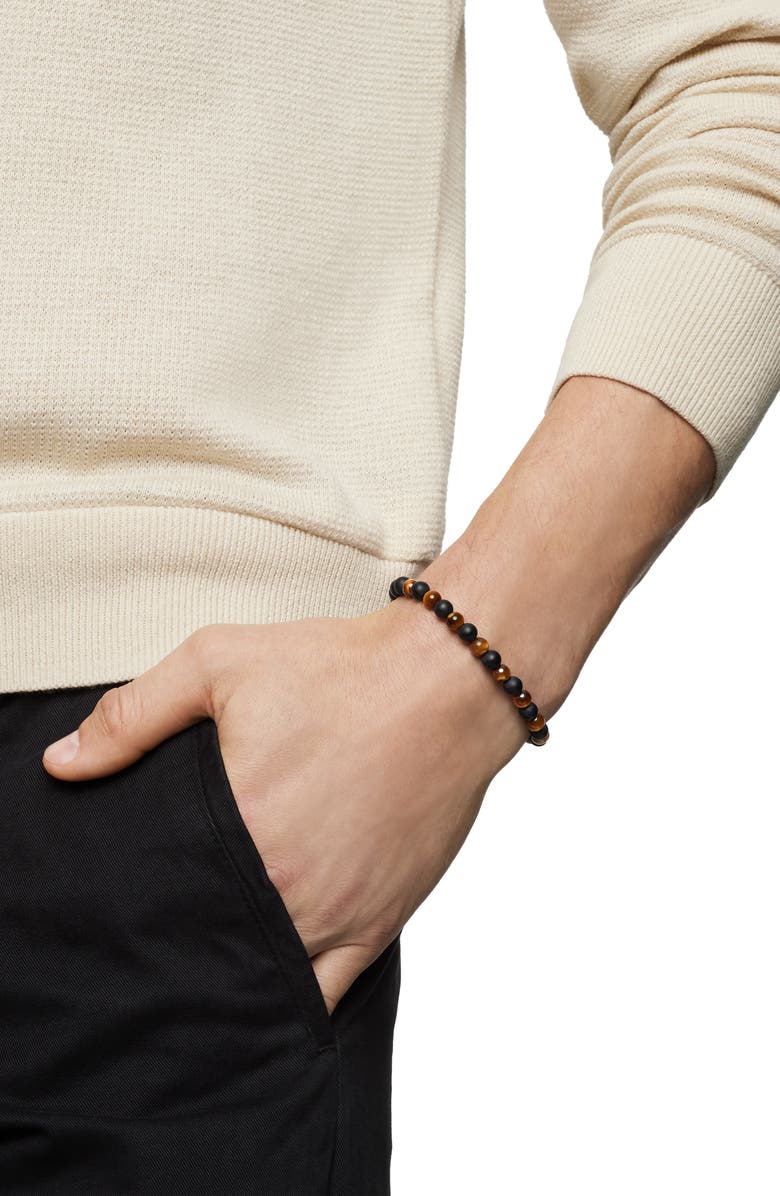 David Yurman Men's Alternating Stone Beaded Bracelet, Alternate, color, Silver