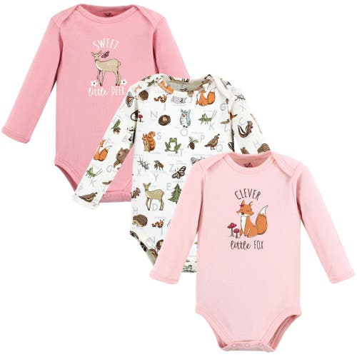 Touched By Nature Organic Long-sleeve Bodysuit 3pk In Pink