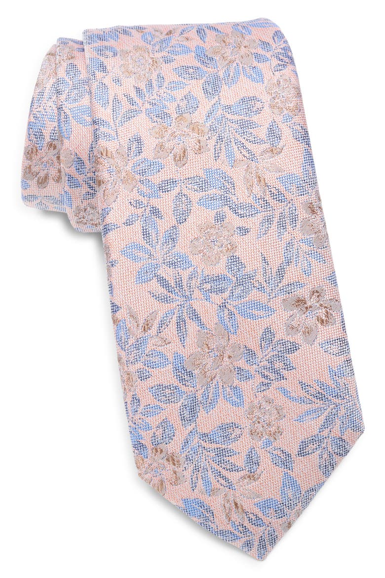Brice Floral Silk Tie, Main, color, ORANGE