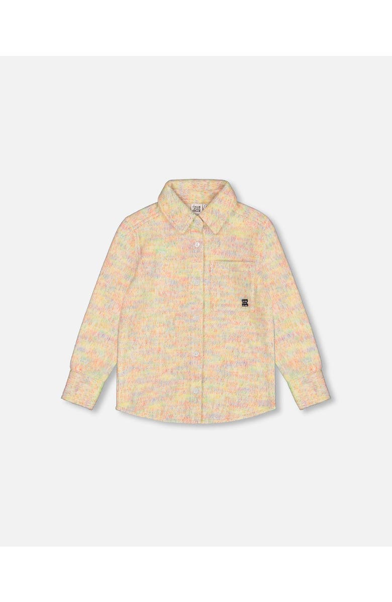 Deux par Deux Girl's Button Down Felt Overshirt Light Beige Multicolor, Main, color, 