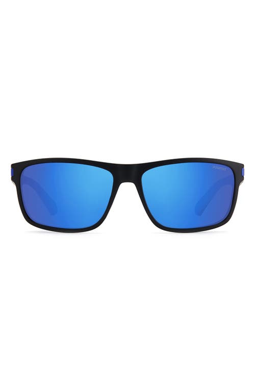Polaroid 58mm Polarized Rectangular Sunglasses In Black