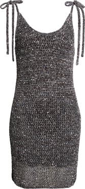 Missoni Sequin Metallic Tie Strap Open Stitch Sweater Dress