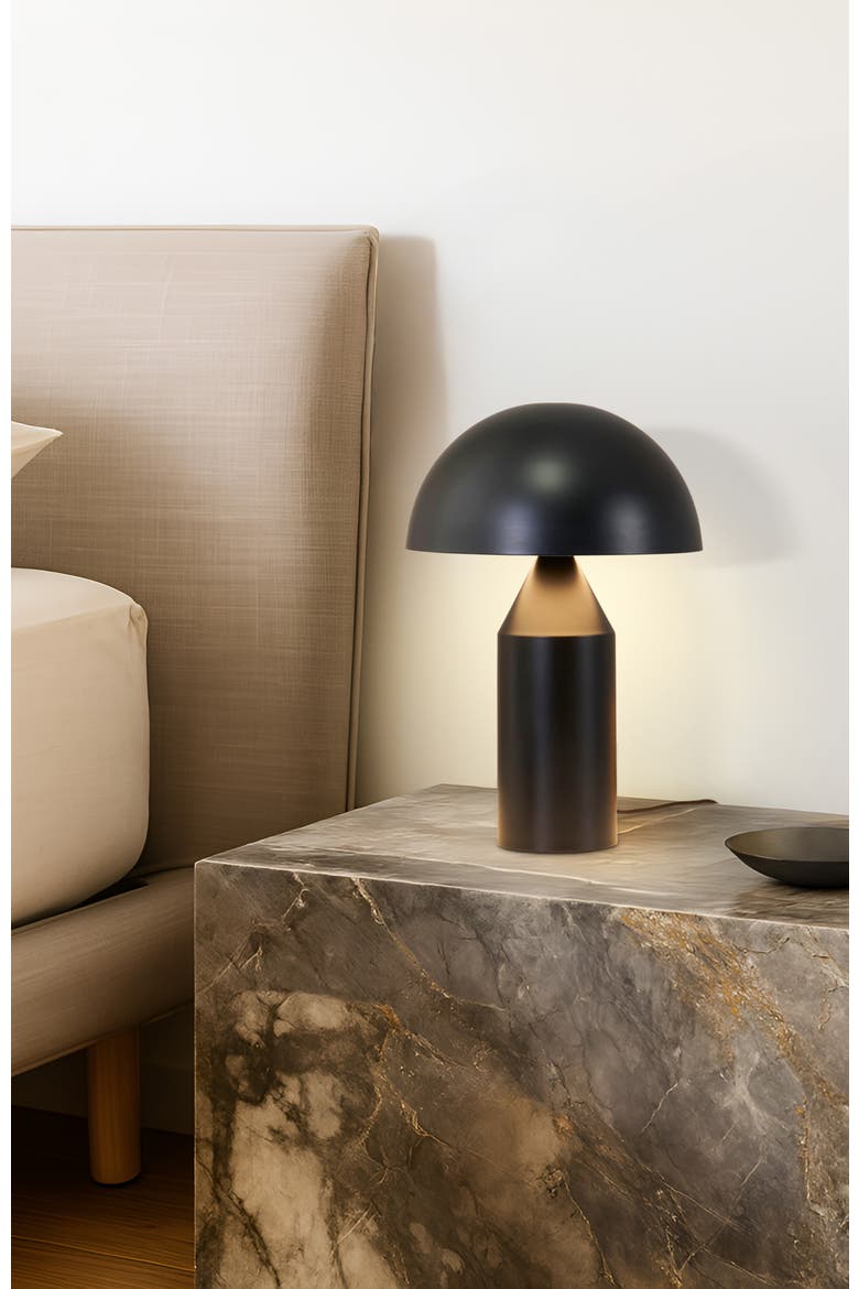 Venus 9.5" Modern LED Table Lamp with Dome Bowl Shade, Alternate, color, Black