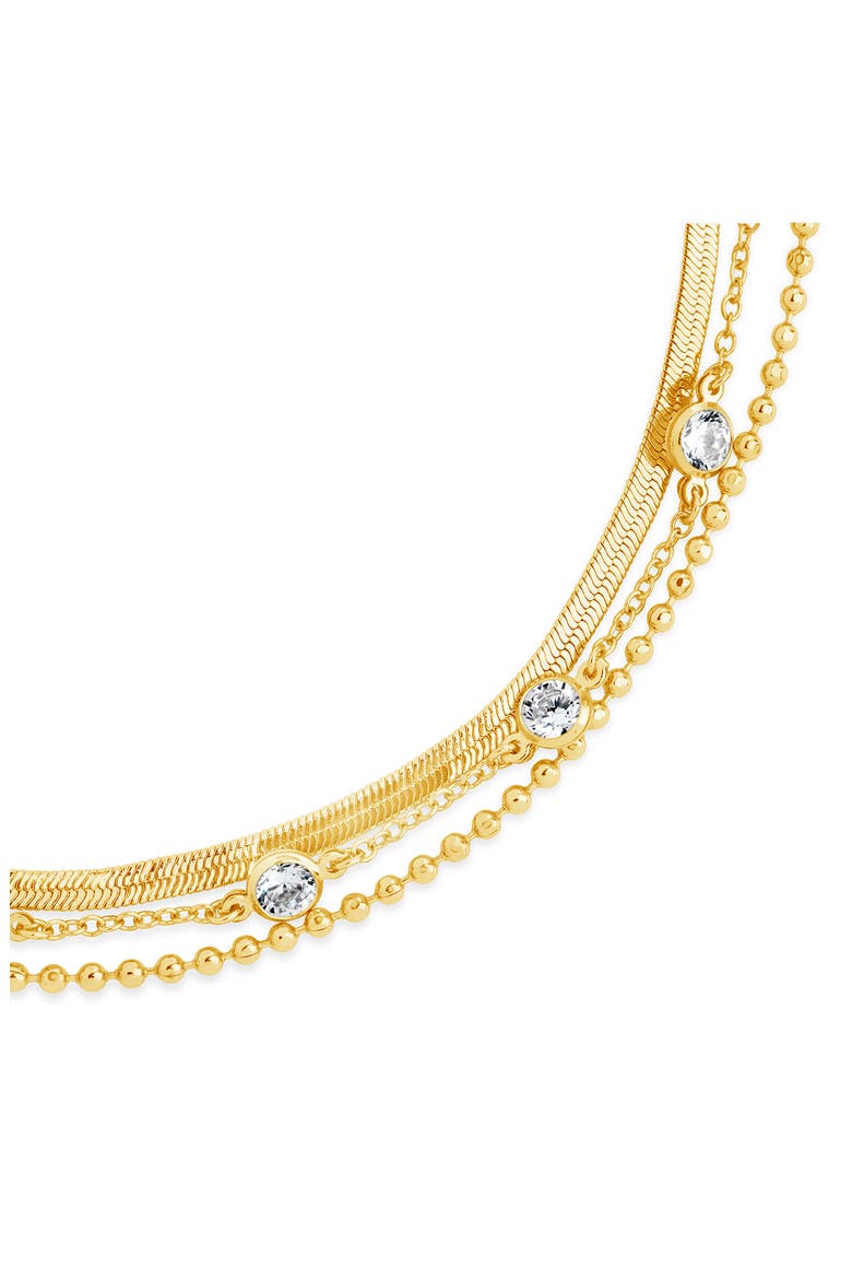 Paisley CZ Layered Chain Bracelet, Alternate, color, GOLD