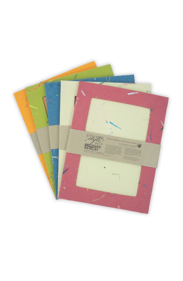 Sustainable Threads Photo Frames Handmade Upcycled Tree-Free Paper - Set of 5, Main, color, Multi Color