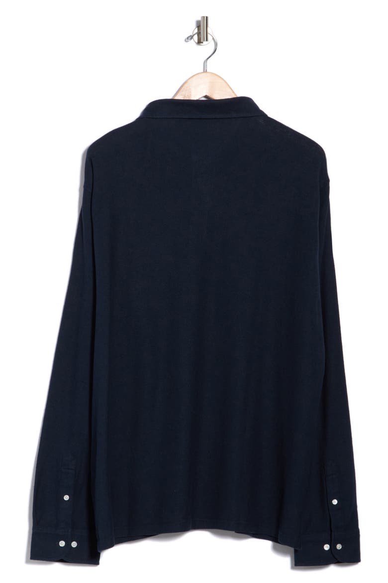 Croxley Long Sleeve Cotton & Linen Pocket Polo, Alternate, color, NAVY