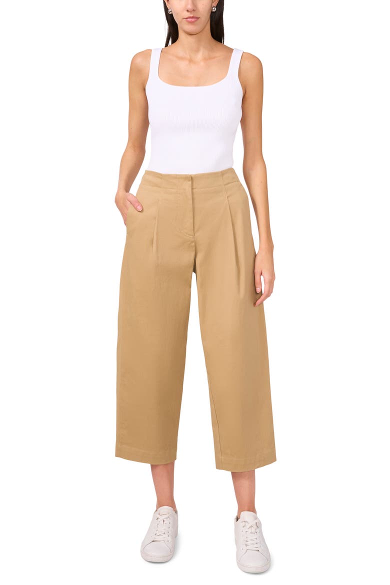 Pleated Front Barrel Leg Twill Pants, Alternate, color, CAMEL