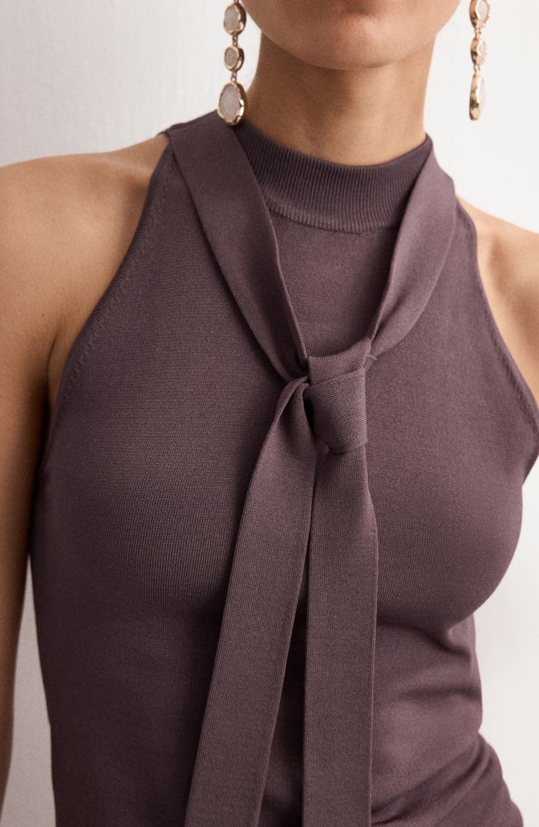 MANGO Tie Neck Sleeveless Sweater, Alternate, color, Wine