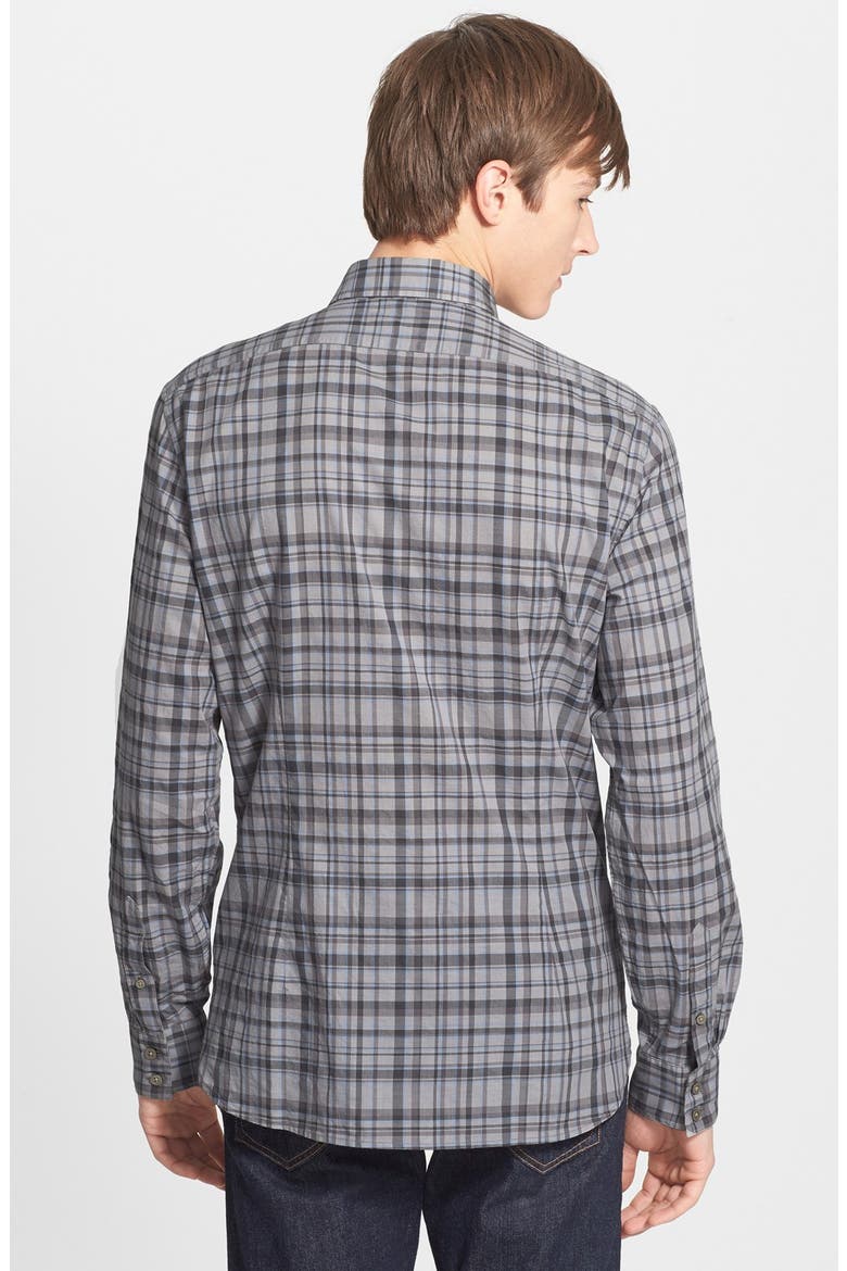Slim Fit Plaid Sport Shirt, Alternate, color, SHARK