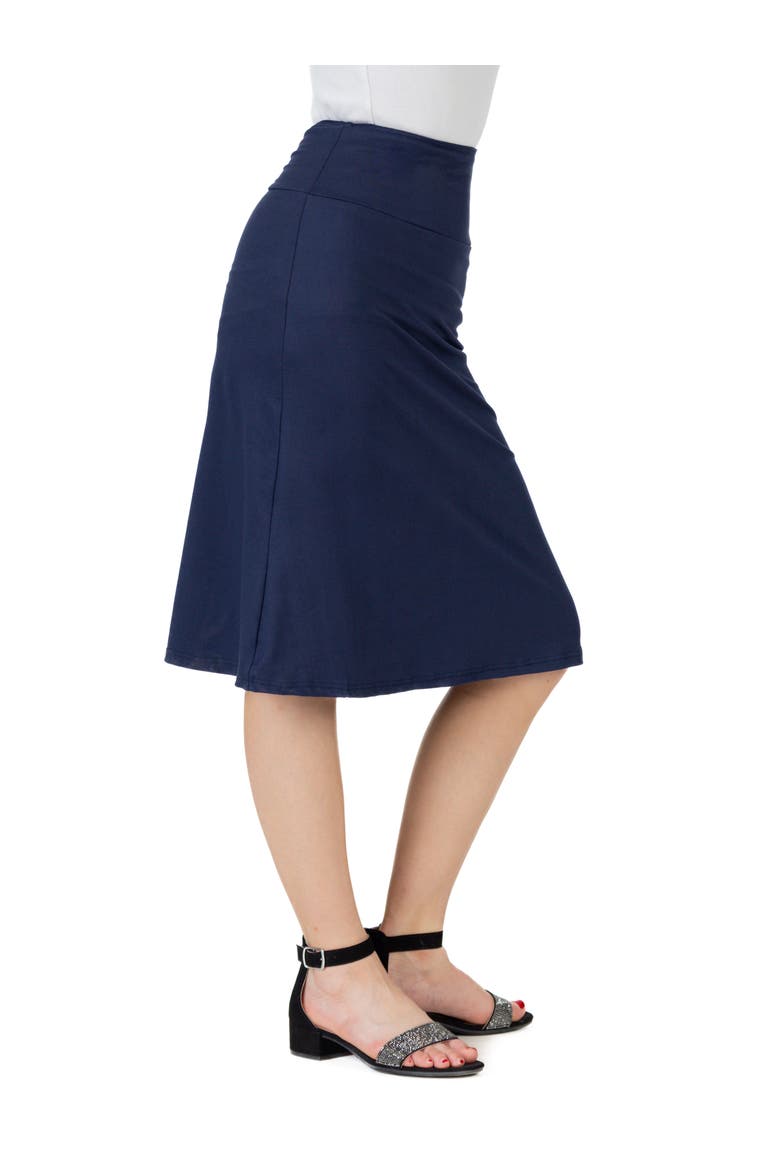 Casual Elastic Waist A-Line Skirt, Alternate, color, Navy