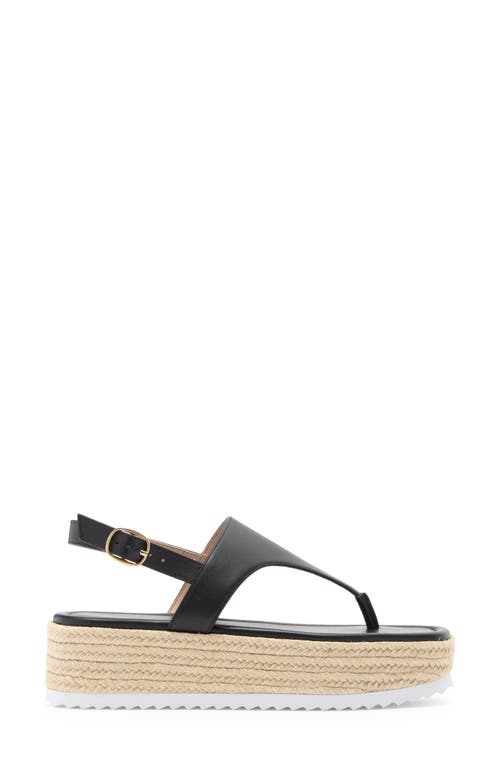 Stuart Weitzman Mel Leather Espadrille Flatform Sandal In Black