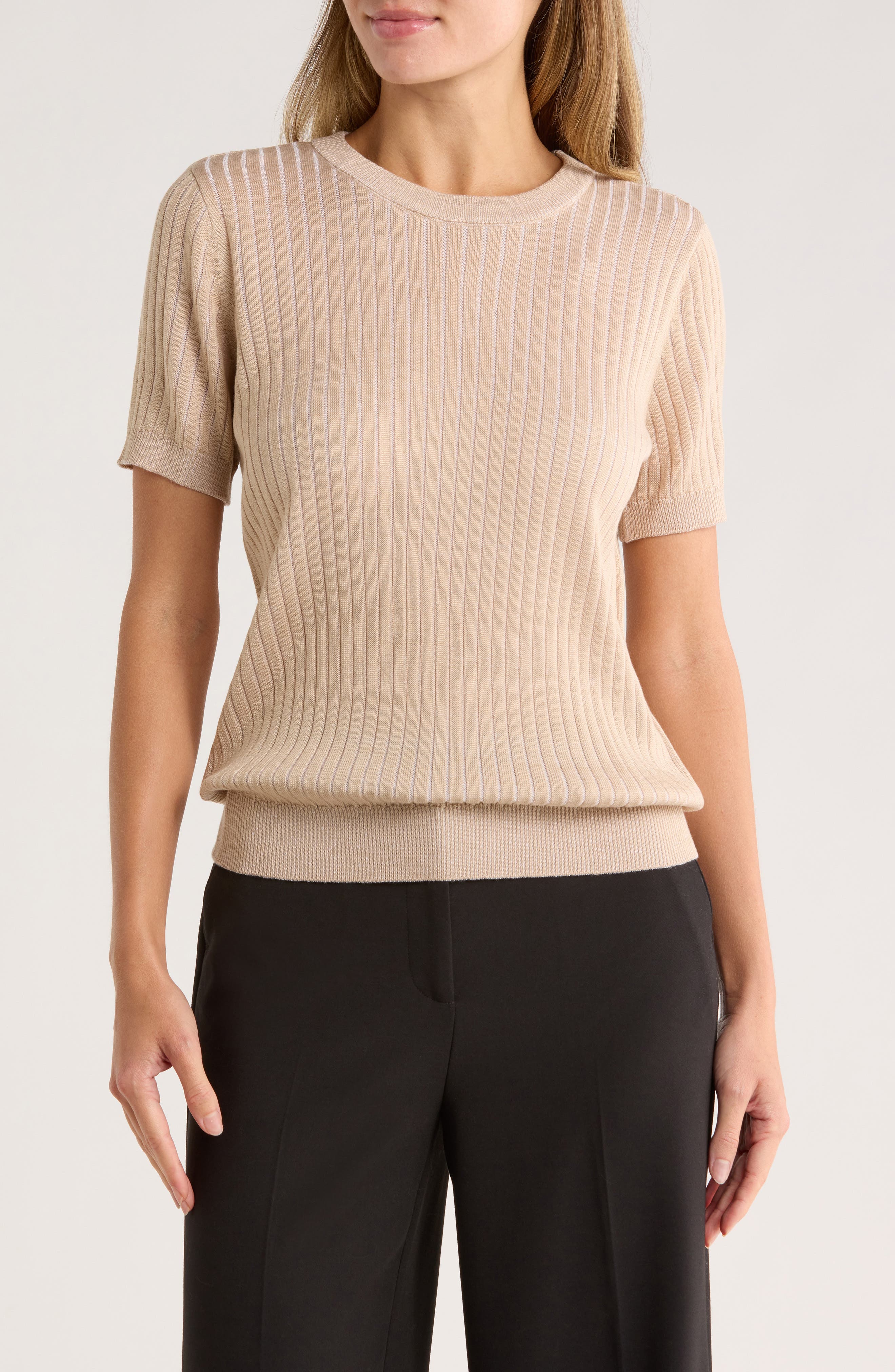 Calvin Klein Rib Short Sleeve Sweater