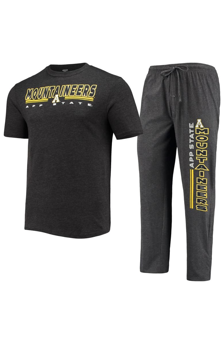 CONCEPTS SPORT Men's Concepts Sport Heathered Charcoal/Black Appalachian State Mountaineers Meter T-Shirt & Pants Sleep Set, Alternate, color, Heather Charcoal