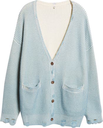 R13 Distressed Oversize Merino Wool Cardigan | Nordstrom