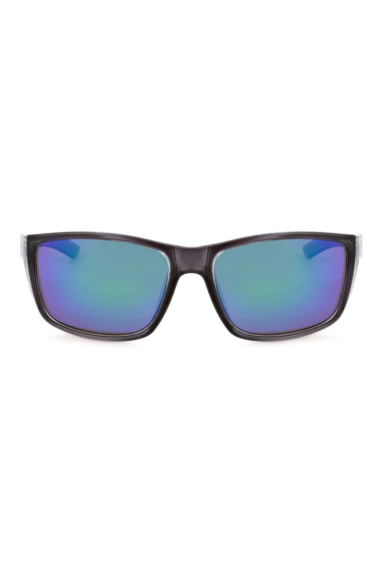 52mm Beveled Polarized Rectangular Wrap Sunglasses, Main, color, SMOKE