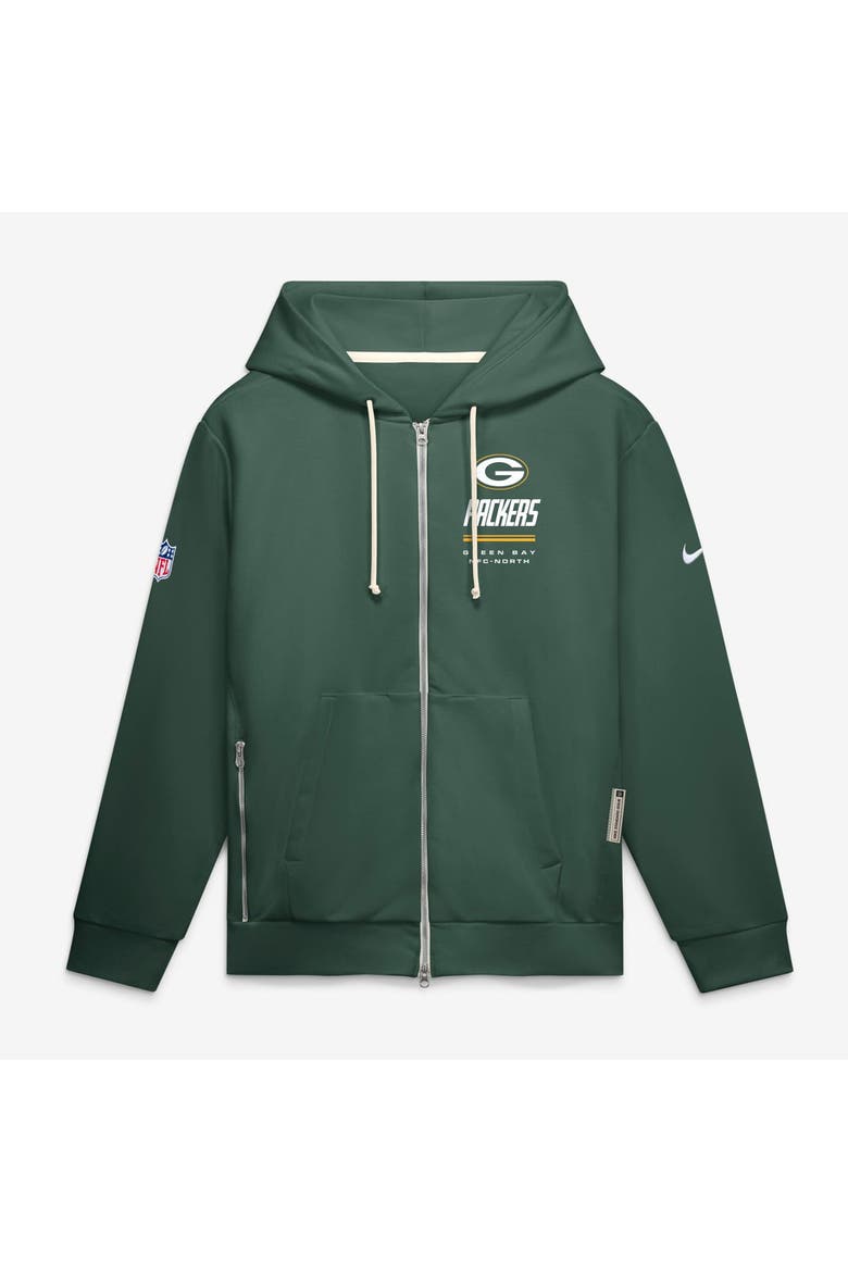 Men's Nike Green Green Bay Packers Sideline Standard Issue Quarterback Scramble Dri-FIT Full-Zip Hoodie, Main, color, Green