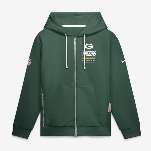 Men's Nike Green Green Bay Packers Sideline Standard Issue Quarterback Scramble Dri-FIT Full-Zip Hoodie