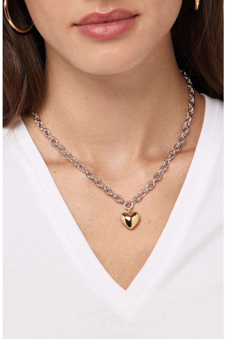 Heart Pendant Necklace, Alternate, color, GOLD / SILVER