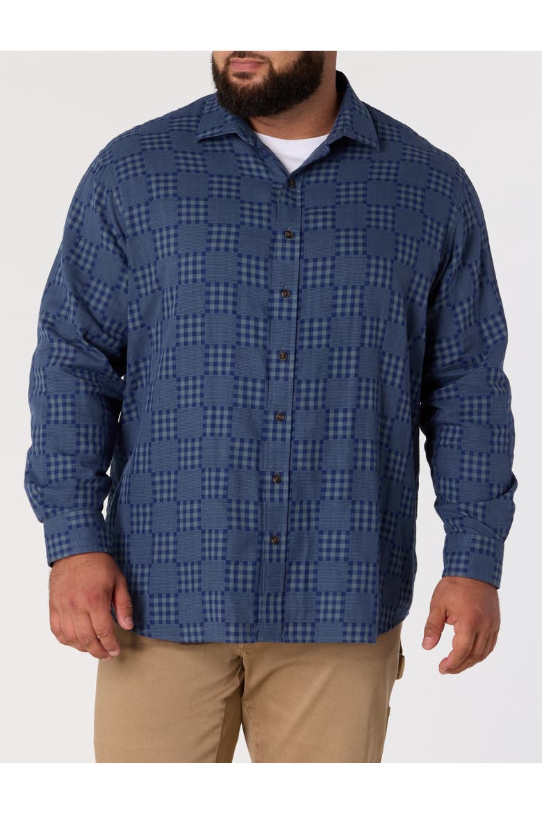 Big & Tall Plaid Patch Sport Shirt, Alternate, color, MEDIEVAL BLUE