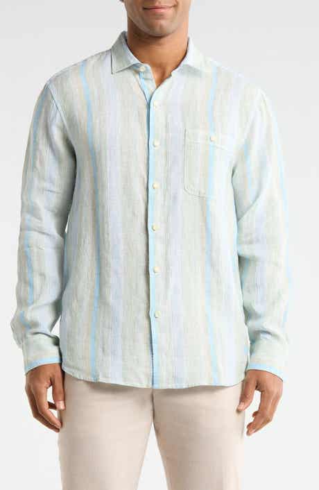 Delgada Stripe Linen Button-Up Shirt