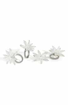 Tiramisu White Floral 4-Pack Napkin Rings