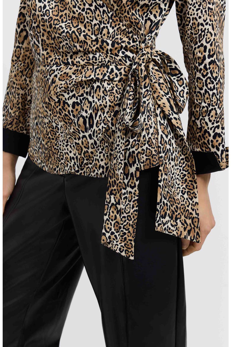 Salina Leopard Print Cotton Poplin Wrap Shirt, Alternate, color, BROWN MULTI