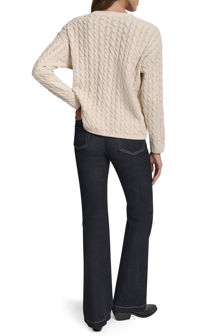 Cable Knit Crewneck Sweater, Alternate, color, BLONDE