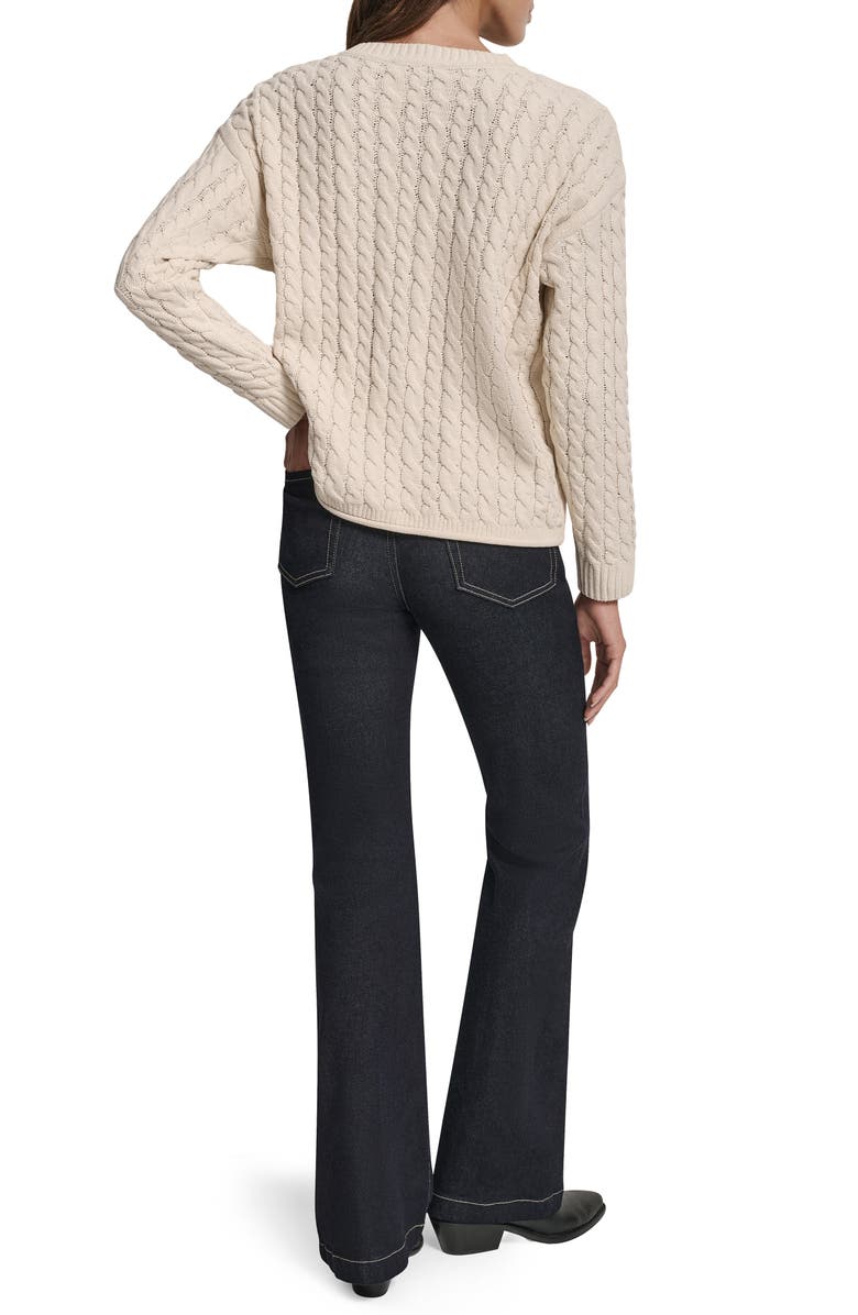 DKNY Jeans Cable Knit Crewneck Sweater, Alternate, color, Blonde