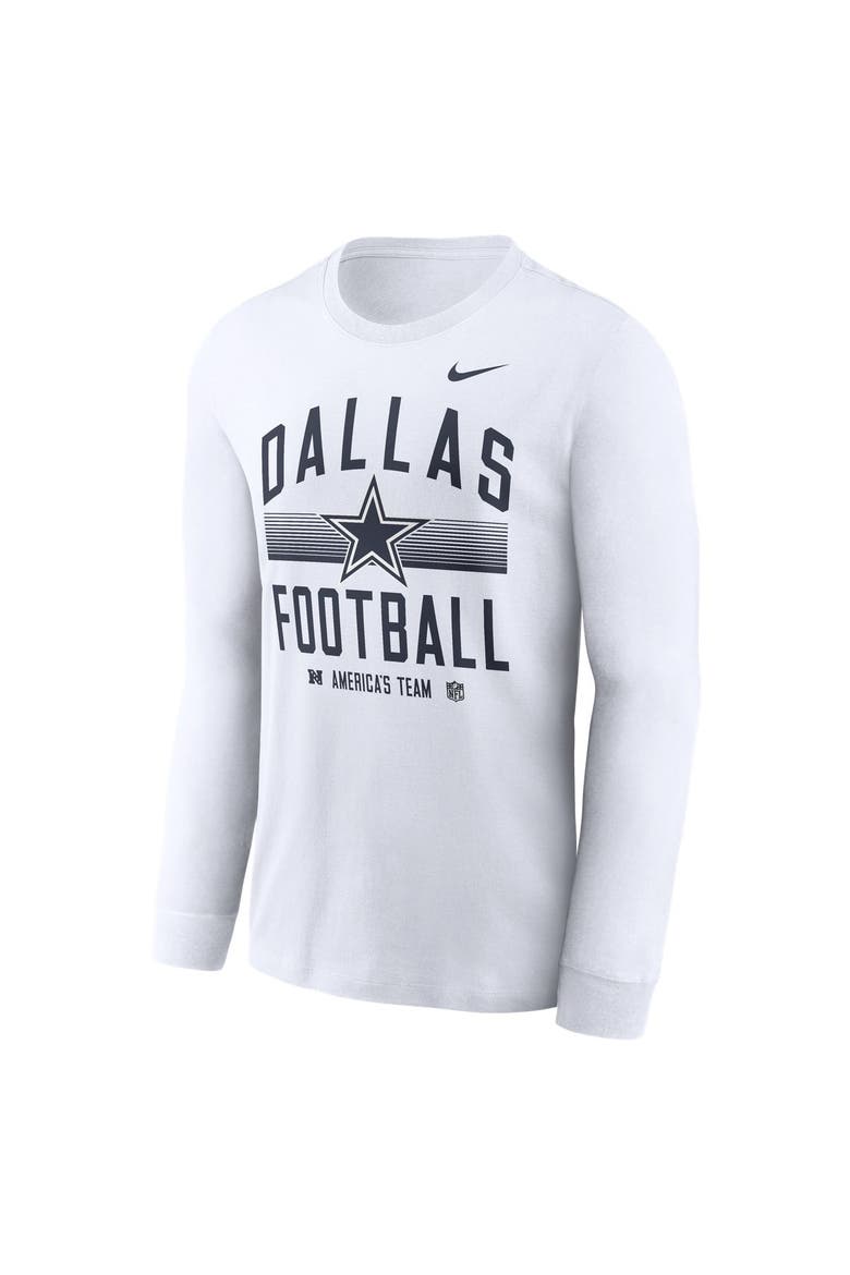 Men's Nike White Dallas Cowboys Always Prepared Essential Cotton Long Sleeve T-Shirt, Alternate, color, White