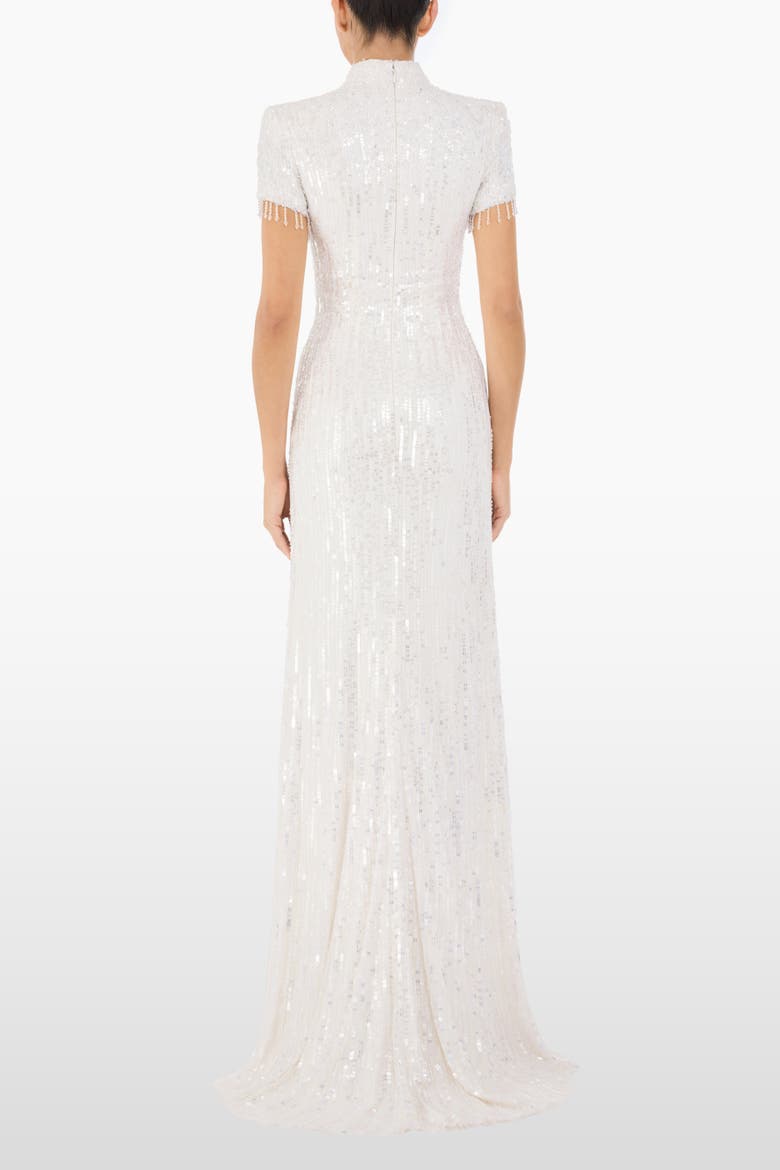 Madeleine Sequin Beaded Dress, Alternate, color, Ivory