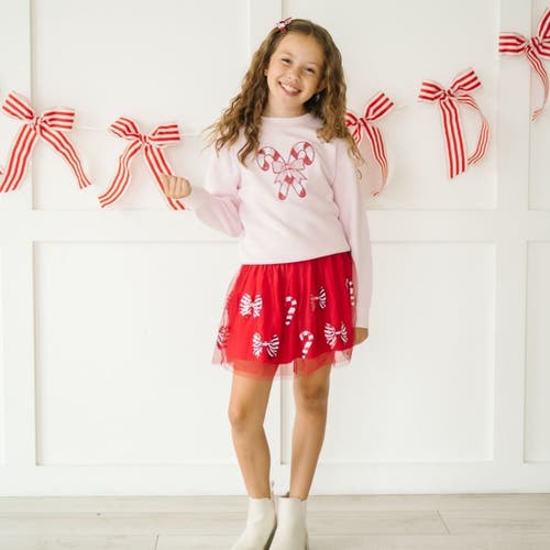 Sweet Wink Candy Cane Patch Christmas Sweatshirt In Pink