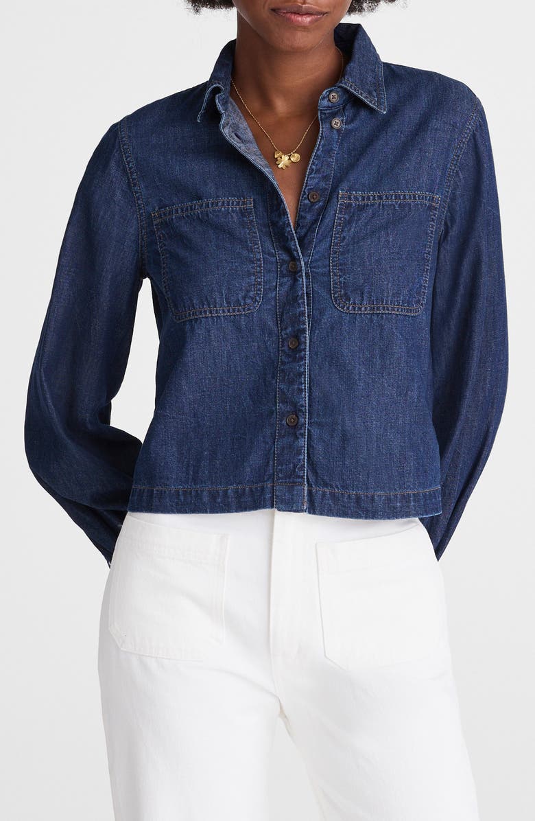 Madewell Patch Pocket Denim Button-Up Shirt, Main, color, Greendale Wash