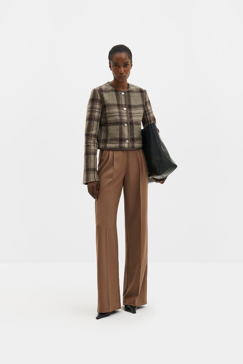 Ninette Tailored Wool Crop Jacket, Alternate, color, Steel Checks