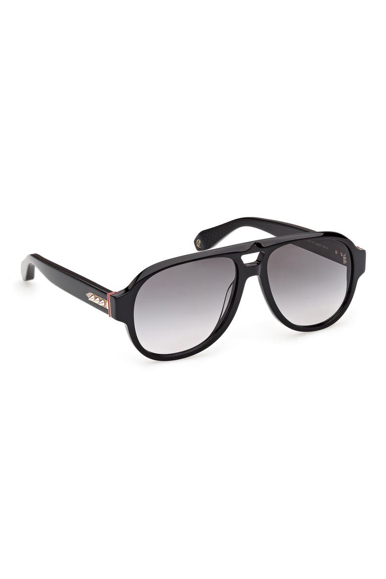 58mm Gradient Pilot Sunglasses, Alternate, color, BLACK / SMOKE ZEISS LENS