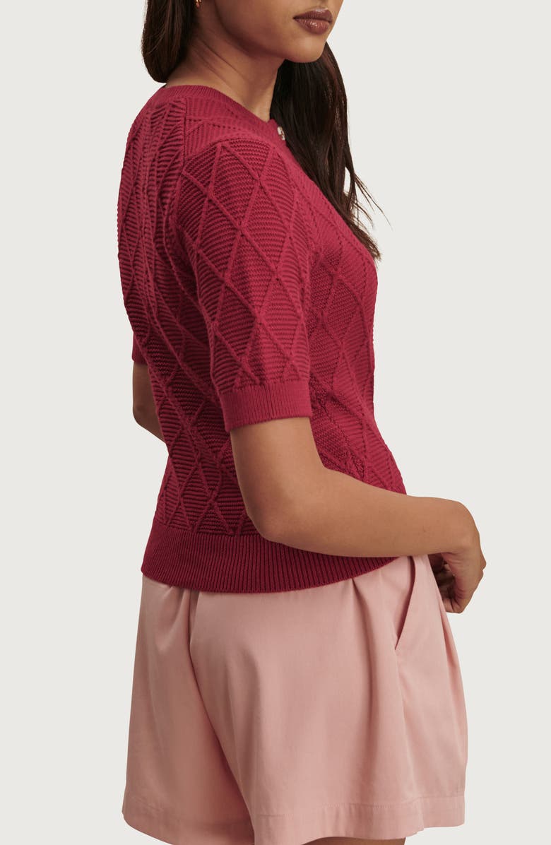 Varley Merryn Diamond Knit Sweater, Alternate, color, Rich Raspberry