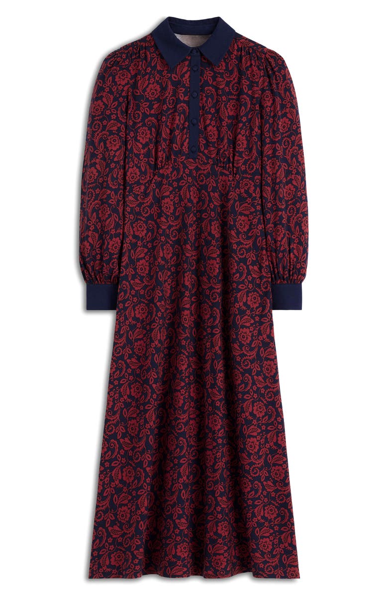 Boden Floral Empire Waist Cotton & Modal Shirtdress, Alternate, color, Red Ornate Flora