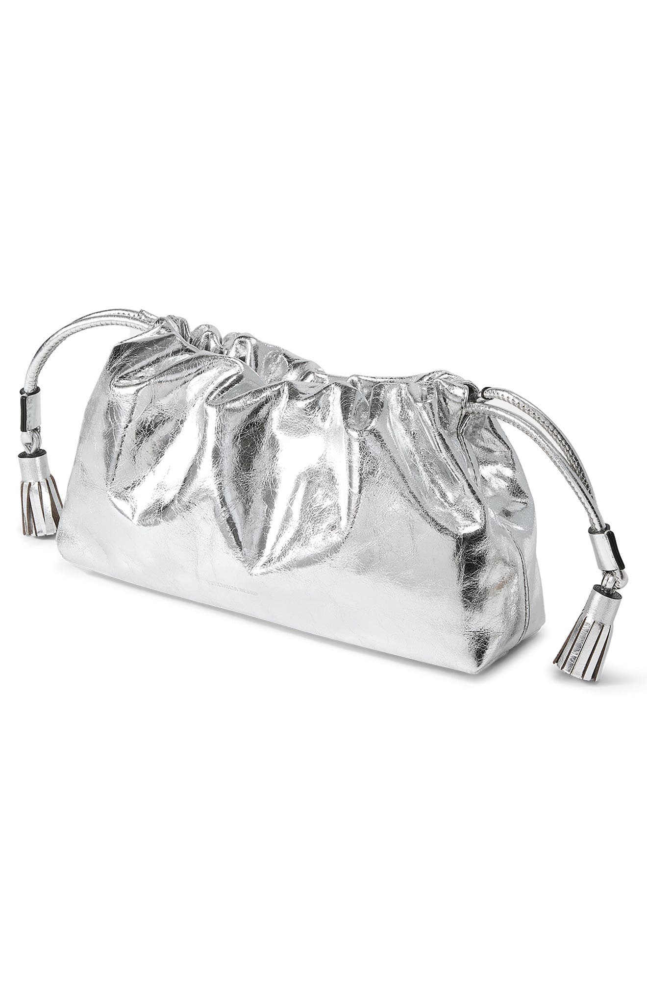 Veronica Beard Small Metallic Stash Bag, Alternate, color, Silver