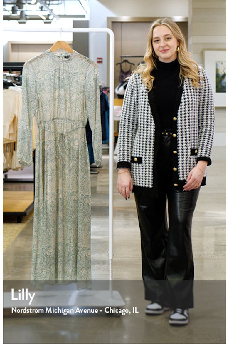 Floral Metallic Tie Waist Long Sleeve Midi Dress video