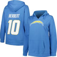 PROFILE Women's Profile Justin Herbert Powder Blue Los Angeles Chargers Plus Size Player Name & Number Pullover Hoodie
